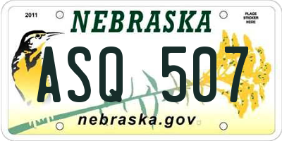NE license plate ASQ507