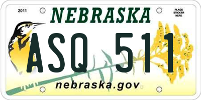 NE license plate ASQ511