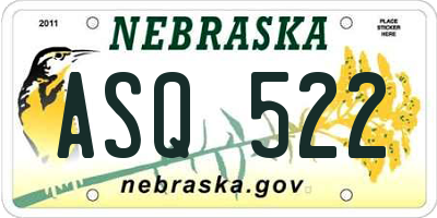 NE license plate ASQ522