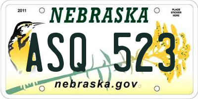 NE license plate ASQ523