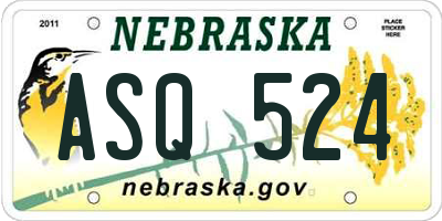NE license plate ASQ524