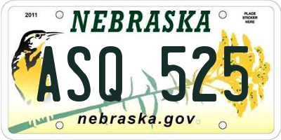 NE license plate ASQ525