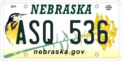NE license plate ASQ536