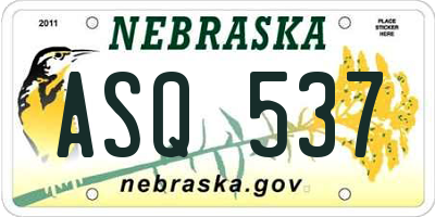 NE license plate ASQ537