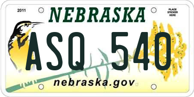 NE license plate ASQ540