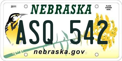 NE license plate ASQ542