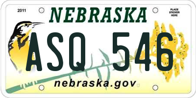 NE license plate ASQ546