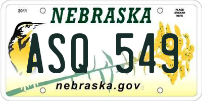 NE license plate ASQ549