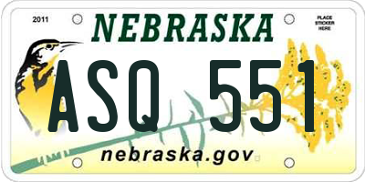 NE license plate ASQ551
