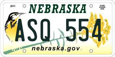 NE license plate ASQ554