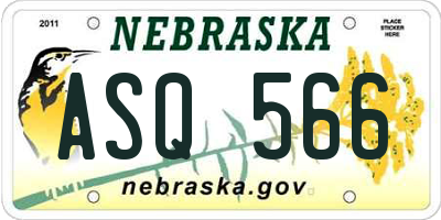 NE license plate ASQ566