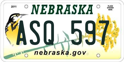 NE license plate ASQ597
