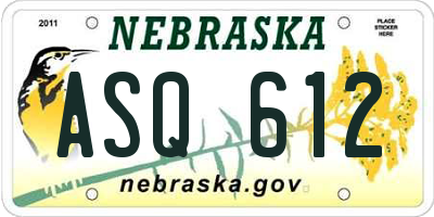 NE license plate ASQ612