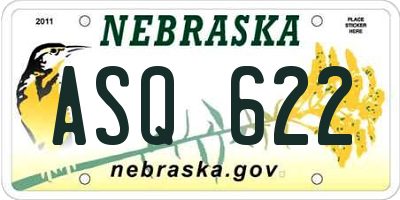 NE license plate ASQ622