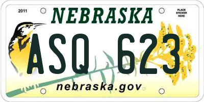 NE license plate ASQ623