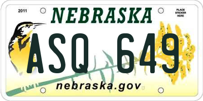 NE license plate ASQ649