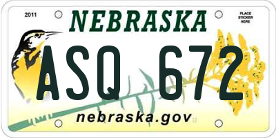 NE license plate ASQ672
