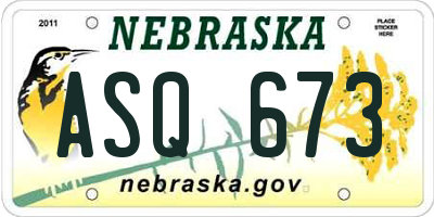 NE license plate ASQ673