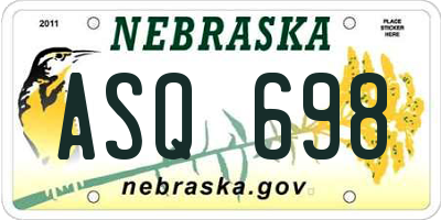 NE license plate ASQ698