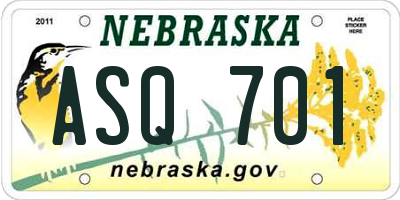 NE license plate ASQ701