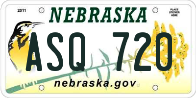 NE license plate ASQ720