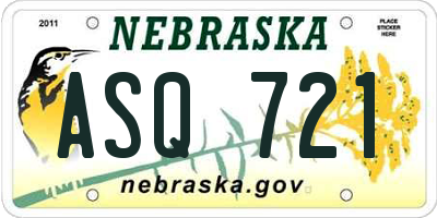 NE license plate ASQ721