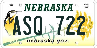 NE license plate ASQ722