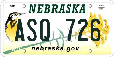 NE license plate ASQ726