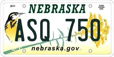 NE license plate ASQ750