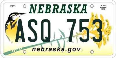 NE license plate ASQ753