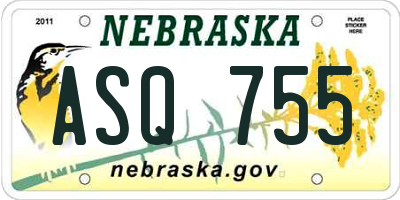 NE license plate ASQ755