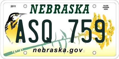 NE license plate ASQ759