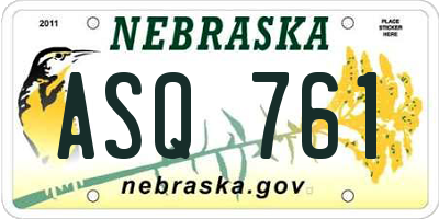 NE license plate ASQ761