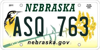 NE license plate ASQ763