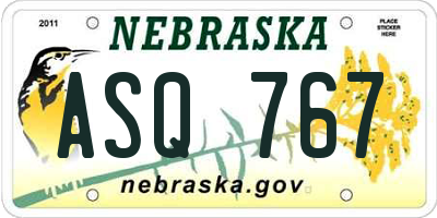 NE license plate ASQ767