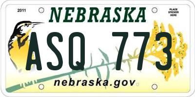NE license plate ASQ773