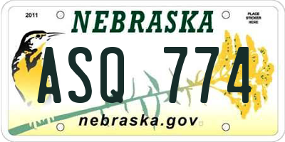 NE license plate ASQ774