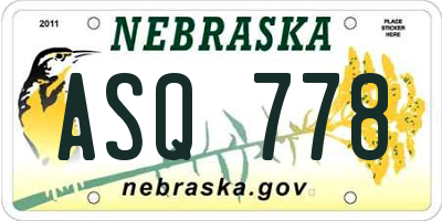 NE license plate ASQ778