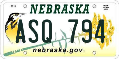 NE license plate ASQ794