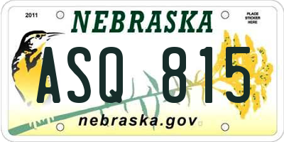 NE license plate ASQ815