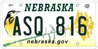 NE license plate ASQ816