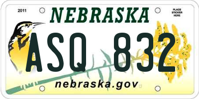 NE license plate ASQ832