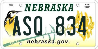 NE license plate ASQ834