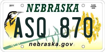 NE license plate ASQ870