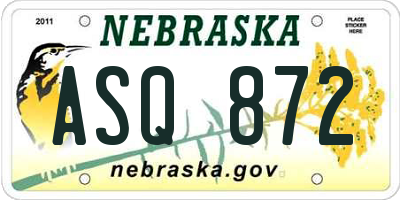 NE license plate ASQ872