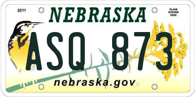 NE license plate ASQ873