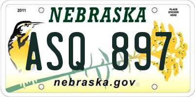 NE license plate ASQ897
