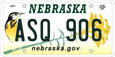 NE license plate ASQ906