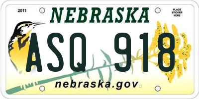 NE license plate ASQ918