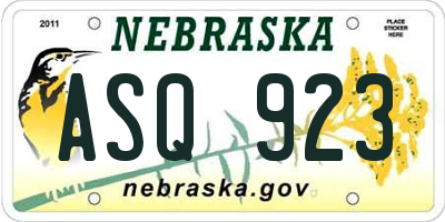 NE license plate ASQ923